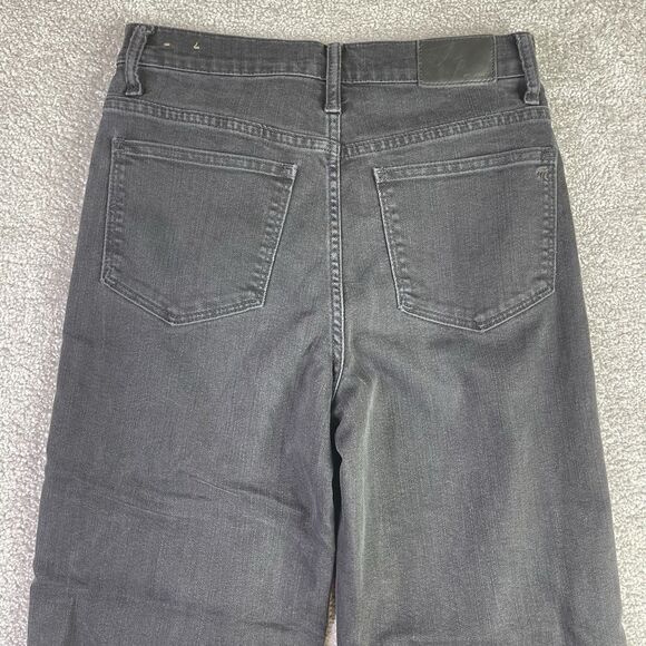 Madewell Jeans Women’s 27X23 Black Slim Wide Leg Crop High Rise Fray Hem Preppy - Picture 4 of 12